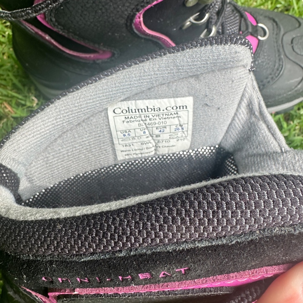Women COLUMBIA Bugaboot Plus III Omni-Heat Black Pink Boots Size 9.5 - Picture 11 of 11